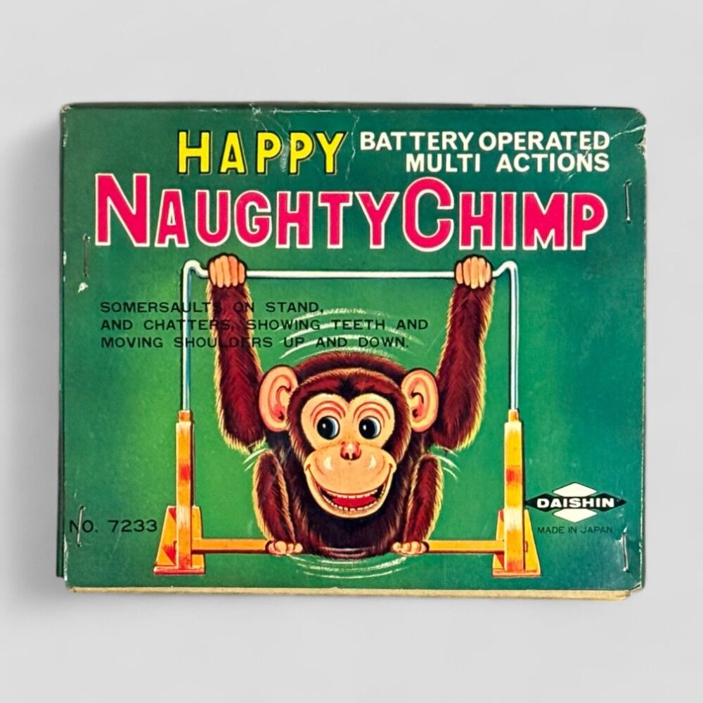 Vintage Happy Naughty Chimp by Daishin Original Box Included 60s Made in Japan - Picture 8 of 9
